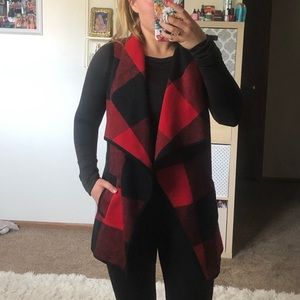 Red & black buffalo plaid vest